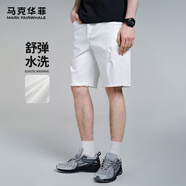 馬克華菲【潮流破洞】牛仔短褲男25夏季新款簡(jiǎn)約個(gè)性白色水洗微彈五分褲 803本白 L