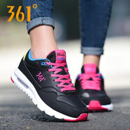 361°女鞋運(yùn)動鞋女春季新款跑鞋女士革面學(xué)生氣墊跑鞋減震休閑跑步鞋子 黑色/杜鵑粉 38