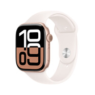 Apple Watch Series 10 智能手表46毫米玫瑰金色鋁金屬表殼淡桃粉色運(yùn)動型表帶M/L京補(bǔ)合約【GPS】