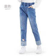 Hello Kitty凱蒂貓女童牛仔褲兒童褲子秋冬裝新款中大童春秋休閑長(cháng)褲洋氣童裝 藍色 140