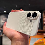 榕斌 適用蘋果16手機殼防摔iphone16promax散熱鏡頭全包plus超薄硬殼透氣網孔男女士款 蘋果16plus 護鏡網孔手機殼【白】