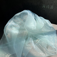 海詩(shī)漫水光歐根紗ins透明薄軟網(wǎng)紗婚紗設(shè)計(jì)師面料漢服禮服裝連衣裙布料 輕水微藍(lán) 50cm，多買不剪開