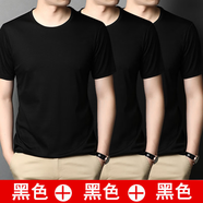 南極人3件】撿漏夏季純棉圓領(lǐng)短袖t恤男青年彈力白色上衣服修身半袖 【黑+黑+黑】短袖 4XL 【建議170-180斤】