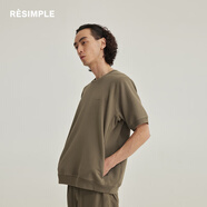 RESIMPLERESIMPLE簡單點(diǎn)休閑寬松全棉短袖男純色重磅夏季情侶款潮T恤0513 咖色 M
