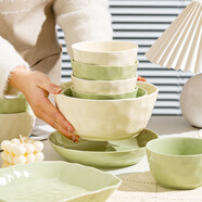 康琴（KANGQIN）奶油風(fēng)陶瓷碗家用2024新款吃飯碗高顏值餐具面碗湯碗喬遷碗碟套裝 12英寸魚(yú)盤(pán) 2件套