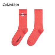 Calvin Klein CK男女童中長襪新款簡約透氣兒童運動休閑襪 柿子紅 1雙 9-12歲 【建議腳長22-24cm】