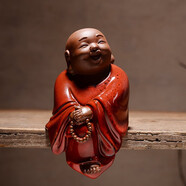 木客 中式紅色禪意陶瓷手工藝品紫砂彌勒笑佛客廳博古架玄關(guān)裝飾擺設(shè) 寬心彌勒笑佛