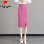 皮爾卡丹（pierre cardin）西裝半身裙女2025年春秋季新款高腰氣質中長款開叉一步包臀裙子夏 玫紅色 S 建議85-95斤