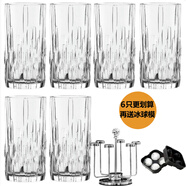奈赫曼（NACHTMANN）德國(guó)進(jìn)口水晶玻璃杯威士忌酒杯家用啤酒洋酒杯果汁水杯子套裝 6只書(shū)法高杯+不銹鋼杯架送冰球模