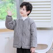 2024秋冬新款男童羽絲絨服內(nèi)膽輕薄款中大童內(nèi)穿休閑保暖羽絨外套 灰色 130cm