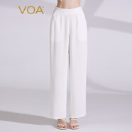 VOA30姆米重磅真絲后松緊側(cè)口袋藍(lán)白兩色可選簡約百搭直筒褲 KE1097 牛奶白（W97） XL