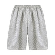 輕仙高端洗浴中心洗浴服浴褲男女桑拿褲子足療褲衩足浴褲按摩開(kāi)叉短褲 淺灰色 男灰方格 7XL 特大碼