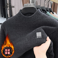 老爺車(chē)（LAOYECHE）加絨加厚男士半高領(lǐng)打底針織衫中年爸爸冬裝雪尼爾保暖內搭毛衣男 CY-52063灰色加絨 XL 推薦140-155斤