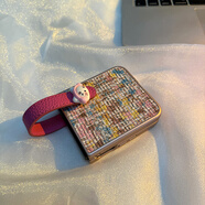 諾梵爵彩色油邊編織彩格帶耳機適用華為pocket2手機殼nova小米mixflip小折疊屏oppofindn3n2三星zflip65 彩色油邊編織彩格+帶耳機粉 榮耀Magic V Flip2