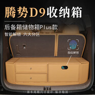 艾仕圖汽車(chē)收納箱騰勢D9后備箱儲物箱車(chē)載整理箱尾箱置物箱盒 鎏年棕plus款指紋密碼鎖
