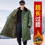 尤薩軍大衣男老式過膝冬季加厚長款保安大衣棉大衣防寒服勞保棉襖棉服 新疆棉軍大衣-不可拆內(nèi)膽-綠絨款 均碼/適合120-180斤