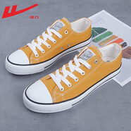 回力男鞋旗艦帆布鞋男舒適百搭透氣低幫情侶鞋板鞋男女休閑鞋單鞋子男 黃色HL391T 44