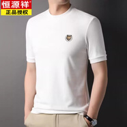 恒源祥（HYX）高端圓領(lǐng)德絨短袖T恤男春秋冬加厚款休閑運動(dòng)上衣半袖衛衣打底衫 白色 M 165M