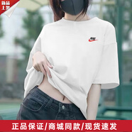 耐克（NIKE）短袖T恤男女情侶官方 新款字母LOGO刺繡純色全棉透氣圓領(lǐng)運(yùn)動半袖 AR4999-100/白色全棉紅LOGO S (165/84A)