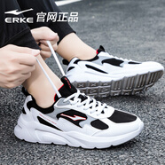 鴻星爾克（ERKE）男鞋運動鞋男2025年冬季新款網(wǎng)面透氣休閑老爹鞋跑步鞋耐磨男跑鞋 爾克白/正黑-2178 41