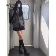宏資琦2025新款美式英倫學(xué)院風(fēng)JK制服連衣裙子春季穿搭慵懶風(fēng)三件套裝女 毛衣+襯衣+領(lǐng)帶+百褶裙 S