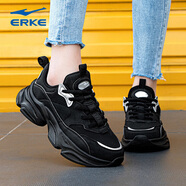 鴻星爾克（ERKE）女鞋跑鞋運動(dòng)鞋女2025冬季新款皮面防水跑步鞋耐磨休閑鞋女跑鞋 正黑/亮銀2265 39