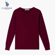 U.S. POLO ASSN.USPA男士針織衫簡(jiǎn)約商務(wù)毛衣V領(lǐng)純棉男裝上衣寬松保暖打底毛衫