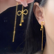瑞諾黃金蝴蝶耳釘女999足金新款時尚潮流耳飾生日禮物送女友送老婆 黃金蝴蝶結(jié)流蘇耳線/金重約2.42g