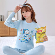 RabeccaLee保暖內(nèi)衣女士套裝加絨加厚打底衫少女學(xué)生高中棉毛衫防寒秋衣秋褲 太空女孩淺藍(lán) 4XL(110-138斤)