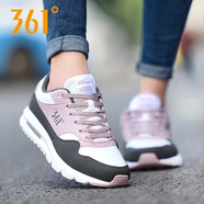 361°女鞋運動(dòng)鞋女新款跑鞋女士革面學(xué)生氣墊跑鞋減震休閑跑步鞋子 361度白/玫瑰臟粉 35