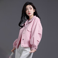 你牛我褲粉色牛仔外套女設計感小眾高級上衣夾克春秋季洋氣2025新款牛仔衣 粉色 S