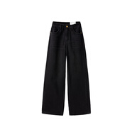 太平鳥(niǎo)女裝牛仔褲秋季大直筒褲時(shí)尚休閑百搭通勤質(zhì)感 牛仔中黑 S