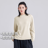 拓路者（Pioneer Camp）長袖t恤女秋冬中高領內搭純色圓領美雅碧打底衫秋衣 卡其色 L