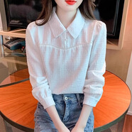 恰凡（QIAFAN）娃娃領(lǐng)長(cháng)袖雪紡衫女春秋2025秋裝洋氣時(shí)尚氣質(zhì)打底衫顯瘦減齡上衣 白色 L (106-115斤)