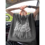 POUM速干透氣夏季運動(dòng)背心男士寬松歐美痞帥潮流大碼坎肩印花無(wú)袖t恤 XWP-E268深灰色 XL