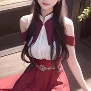 XCFREHT新中式復(fù)古國風(fēng)掛脖連衣裙女夏季露肩立領(lǐng)設(shè)計感 連衣裙 M