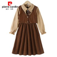 皮爾卡丹（pierre cardin）女童秋裝連衣裙2026新款學(xué)院風(fēng)女孩衣服中大童母女裝韓版裙子長(cháng)袖 春秋 140cm