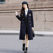 絲柏舍綿羊毛大衣2024冬裝新款女裝時(shí)尚學(xué)院風(fēng)英倫氣質(zhì)雙排扣外套