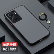 馳丹卡vivoiQOOZ6手機殼新款z6x防摔全包iqooZ5磨砂硅膠Z5x男女膚感iqooZ3散熱半透iqooZ1個(gè)性創(chuàng  )意保護套 親膚-紳士黑【純色】+全屏膜+福字手環(huán) iQOO Z6x