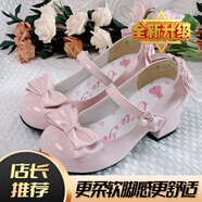 都映洛麗塔JK少女蝴蝶結(jié)小皮鞋優(yōu)雅款瑪麗珍單鞋仙女風(fēng)高跟 仙女粉升級版【95%小仙女選擇】 38