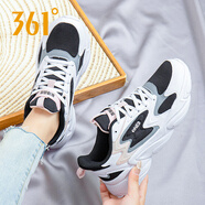 361°女鞋運動鞋女春夏季361度網(wǎng)面透氣學(xué)生女士休閑老爹鞋跑步鞋子R 361度白/烏黑色 38