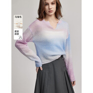 ELLE【巴黎天空】馬海毛漸變毛衣女2025春裝新款慵懶風(fēng)輕薄毛針織衫 紫色 S