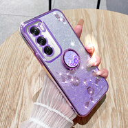 羅璐鷗OPPO Reno12手機殼女款軟殼OPPO Reno12Pro硅膠殼外殼全包防摔保護套水鉆花朵漸變閃粉電鍍保護殼 【漸變丁香紫】+指環(huán)支架+全屏保護膜 OPPO Reno12 Pro