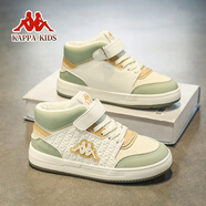 卡帕卡帕女童鞋2025春季新款兒童運動(dòng)鞋輕便高幫板鞋子男童中大兒童鞋 淺米/綠 34碼 適合腳長(cháng)210mm