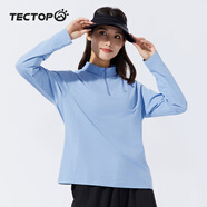 探拓（TECTOP）情侶長袖上衣輕薄圓領(lǐng)運(yùn)動透氣T恤2422140TX女款藍(lán)芙蓉M