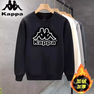 卡帕同款新款情侶裝圓領(lǐng)衛衣寬松加厚大碼加絨休閑男女長(cháng)袖外套上衣 黑色靠背大標衛衣(H棉) 加絨 L(注意參考尺碼表)