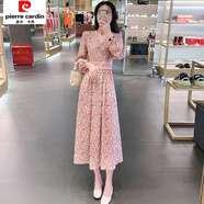 皮爾卡丹氣質(zhì)V領(lǐng)碎花長(cháng)袖連衣裙2025春季新款收腰顯瘦長(cháng)裙時(shí)尚中長(cháng)款裙子 花色 2XL 建議130到145斤左右