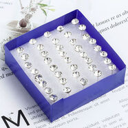 特價(jià)塑料耳釘清倉小鉆石耳釘盒裝套裝防過(guò)敏塑料棒韓版爆款閃水鉆 5毫米白色20對 兩盒[可自選]買(mǎi)一送一