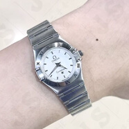 【二手99新】歐米茄（OMEGA）女表星座系列機(jī)械石英表18k黃金外圈鑲鉆女士腕表二手奢侈品 1562.30.00白盤條釘22.5