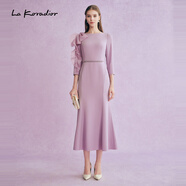 拉珂蒂（La Koradior）【藝術(shù)家聯(lián)名系列】女2024秋荷葉邊醋酸魚(yú)尾裙 淺紫色 L